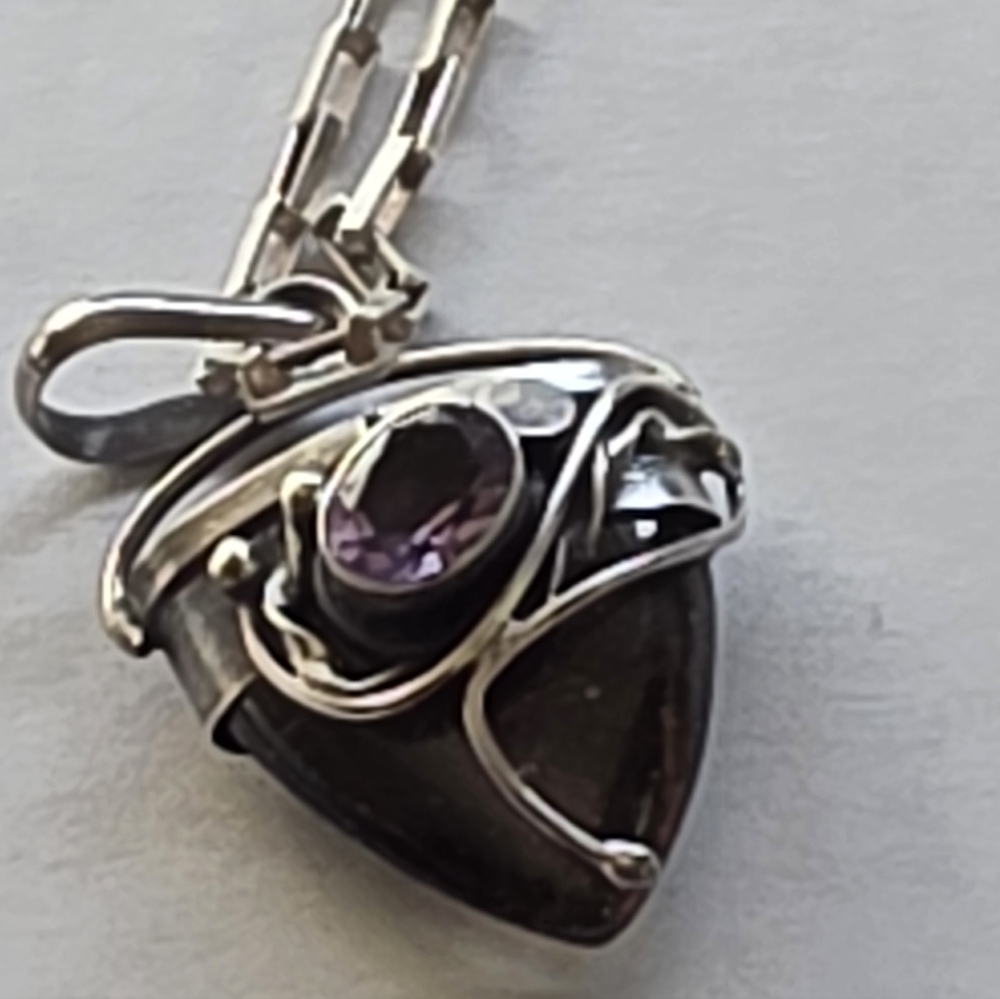 Amethyst pendant on sterling silver chain